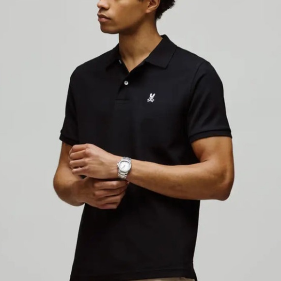 Psycho Bunny Black Classic Pique Polo Shirt - Picture 2 of 5